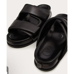 New Valentino Garavani Roman Stud Padded Nappa Slide Sandals Black US 39/9